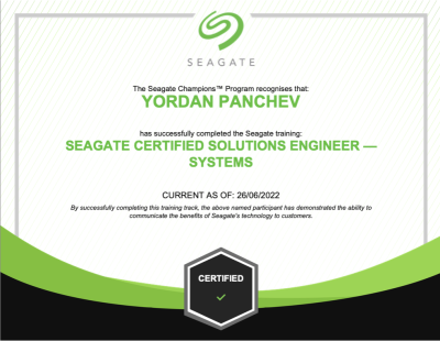 Seagate Certificate